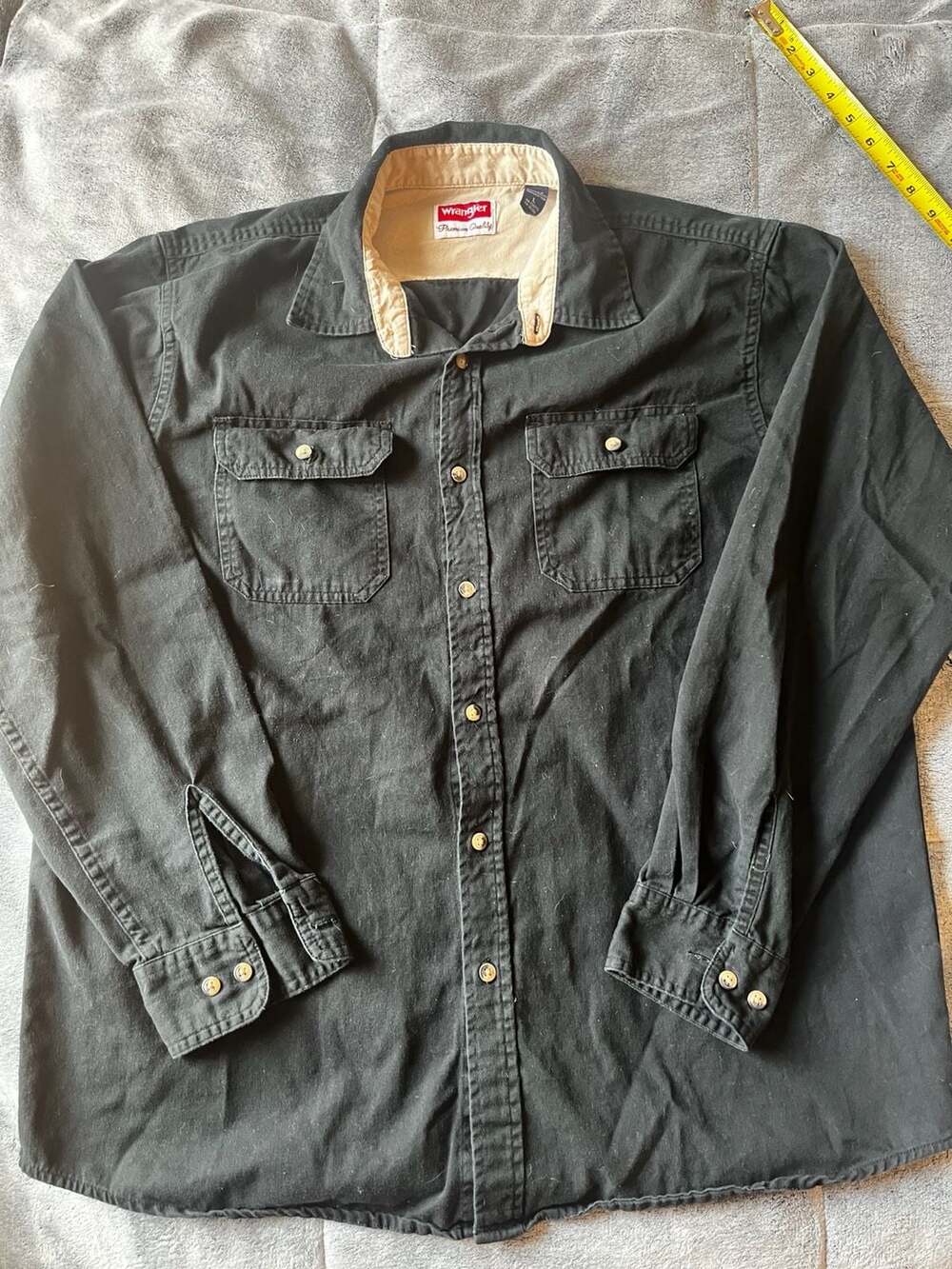 Wrangler Long Sleeve Button Down Shirt Size L Black Cotton